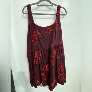 Old Navy Red Petite Floral Fit and Flare Mini Dress